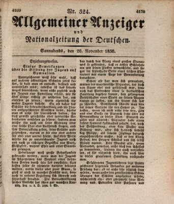 Allgemeiner Anzeiger und Nationalzeitung der Deutschen (Allgemeiner Anzeiger der Deutschen) Samstag 26. November 1836