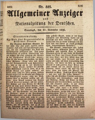 Allgemeiner Anzeiger und Nationalzeitung der Deutschen (Allgemeiner Anzeiger der Deutschen) Sonntag 27. November 1836