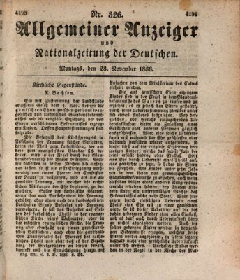 Allgemeiner Anzeiger und Nationalzeitung der Deutschen (Allgemeiner Anzeiger der Deutschen) Montag 28. November 1836