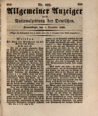 Allgemeiner Anzeiger und Nationalzeitung der Deutschen (Allgemeiner Anzeiger der Deutschen) Donnerstag 1. Dezember 1836