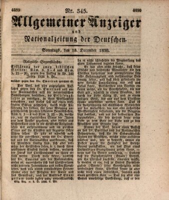 Allgemeiner Anzeiger und Nationalzeitung der Deutschen (Allgemeiner Anzeiger der Deutschen) Sonntag 18. Dezember 1836