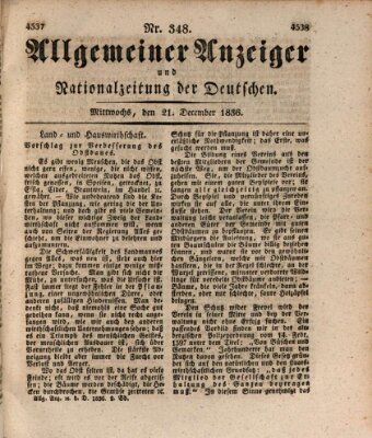 Allgemeiner Anzeiger und Nationalzeitung der Deutschen (Allgemeiner Anzeiger der Deutschen) Mittwoch 21. Dezember 1836