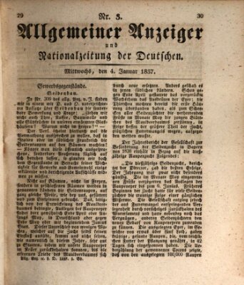 Allgemeiner Anzeiger und Nationalzeitung der Deutschen (Allgemeiner Anzeiger der Deutschen) Mittwoch 4. Januar 1837