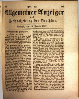 Allgemeiner Anzeiger und Nationalzeitung der Deutschen (Allgemeiner Anzeiger der Deutschen) Montag 23. Januar 1837