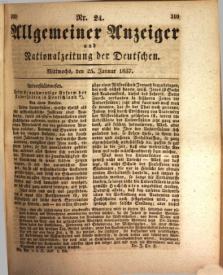 Allgemeiner Anzeiger und Nationalzeitung der Deutschen (Allgemeiner Anzeiger der Deutschen) Mittwoch 25. Januar 1837