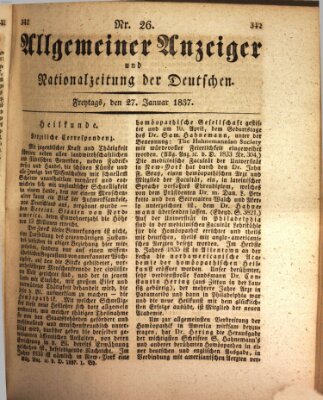 Allgemeiner Anzeiger und Nationalzeitung der Deutschen (Allgemeiner Anzeiger der Deutschen) Freitag 27. Januar 1837