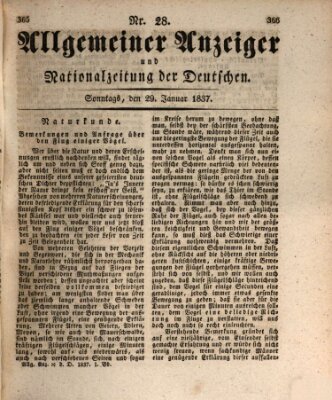 Allgemeiner Anzeiger und Nationalzeitung der Deutschen (Allgemeiner Anzeiger der Deutschen) Sonntag 29. Januar 1837