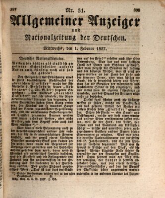Allgemeiner Anzeiger und Nationalzeitung der Deutschen (Allgemeiner Anzeiger der Deutschen) Mittwoch 1. Februar 1837