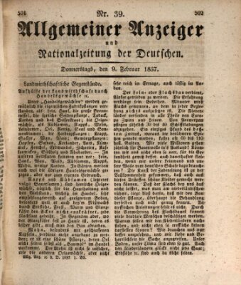 Allgemeiner Anzeiger und Nationalzeitung der Deutschen (Allgemeiner Anzeiger der Deutschen) Donnerstag 9. Februar 1837