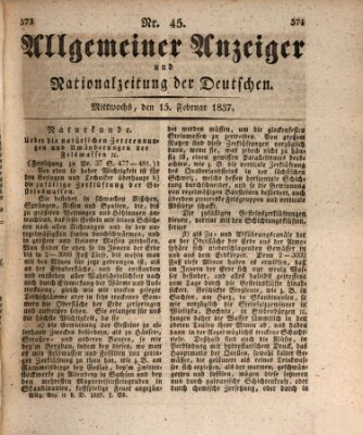 Allgemeiner Anzeiger und Nationalzeitung der Deutschen (Allgemeiner Anzeiger der Deutschen) Mittwoch 15. Februar 1837