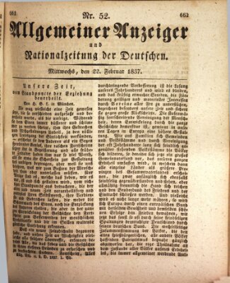 Allgemeiner Anzeiger und Nationalzeitung der Deutschen (Allgemeiner Anzeiger der Deutschen) Mittwoch 22. Februar 1837