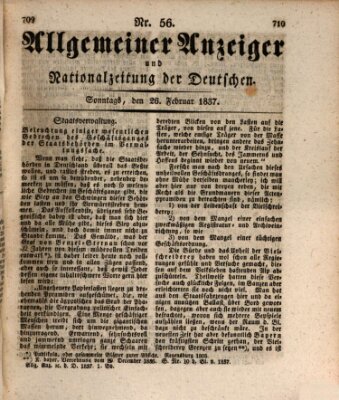 Allgemeiner Anzeiger und Nationalzeitung der Deutschen (Allgemeiner Anzeiger der Deutschen) Sonntag 26. Februar 1837