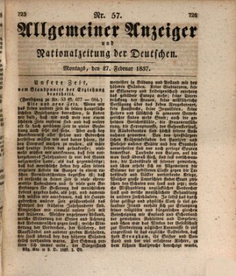 Allgemeiner Anzeiger und Nationalzeitung der Deutschen (Allgemeiner Anzeiger der Deutschen) Montag 27. Februar 1837