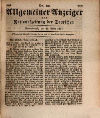 Allgemeiner Anzeiger und Nationalzeitung der Deutschen (Allgemeiner Anzeiger der Deutschen) Samstag 25. März 1837