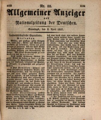 Allgemeiner Anzeiger und Nationalzeitung der Deutschen (Allgemeiner Anzeiger der Deutschen) Sonntag 2. April 1837