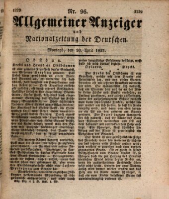 Allgemeiner Anzeiger und Nationalzeitung der Deutschen (Allgemeiner Anzeiger der Deutschen) Montag 10. April 1837