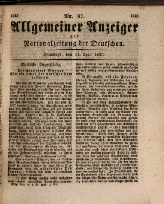 Allgemeiner Anzeiger und Nationalzeitung der Deutschen (Allgemeiner Anzeiger der Deutschen) Dienstag 11. April 1837