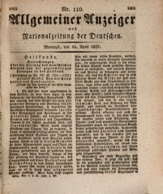 Allgemeiner Anzeiger und Nationalzeitung der Deutschen (Allgemeiner Anzeiger der Deutschen) Montag 24. April 1837