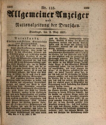 Allgemeiner Anzeiger und Nationalzeitung der Deutschen (Allgemeiner Anzeiger der Deutschen) Dienstag 2. Mai 1837