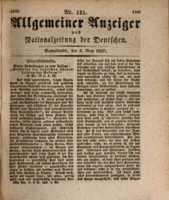 Allgemeiner Anzeiger und Nationalzeitung der Deutschen (Allgemeiner Anzeiger der Deutschen) Samstag 6. Mai 1837