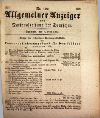 Allgemeiner Anzeiger und Nationalzeitung der Deutschen (Allgemeiner Anzeiger der Deutschen) Sonntag 7. Mai 1837