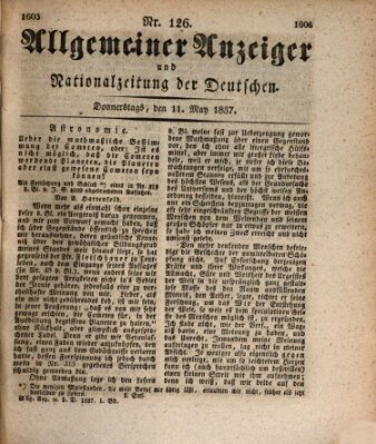 Allgemeiner Anzeiger und Nationalzeitung der Deutschen (Allgemeiner Anzeiger der Deutschen) Donnerstag 11. Mai 1837