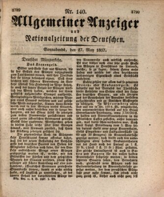 Allgemeiner Anzeiger und Nationalzeitung der Deutschen (Allgemeiner Anzeiger der Deutschen) Samstag 27. Mai 1837