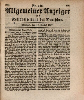 Allgemeiner Anzeiger und Nationalzeitung der Deutschen (Allgemeiner Anzeiger der Deutschen) Montag 12. Juni 1837