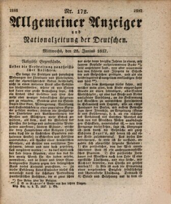 Allgemeiner Anzeiger und Nationalzeitung der Deutschen (Allgemeiner Anzeiger der Deutschen) Mittwoch 28. Juni 1837