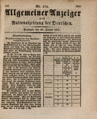 Allgemeiner Anzeiger und Nationalzeitung der Deutschen (Allgemeiner Anzeiger der Deutschen) Freitag 30. Juni 1837