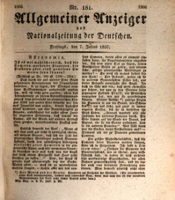 Allgemeiner Anzeiger und Nationalzeitung der Deutschen (Allgemeiner Anzeiger der Deutschen) Freitag 7. Juli 1837