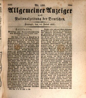 Allgemeiner Anzeiger und Nationalzeitung der Deutschen (Allgemeiner Anzeiger der Deutschen) Freitag 14. Juli 1837