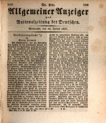 Allgemeiner Anzeiger und Nationalzeitung der Deutschen (Allgemeiner Anzeiger der Deutschen) Mittwoch 26. Juli 1837