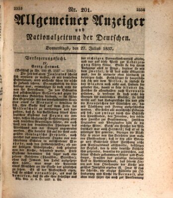 Allgemeiner Anzeiger und Nationalzeitung der Deutschen (Allgemeiner Anzeiger der Deutschen) Donnerstag 27. Juli 1837