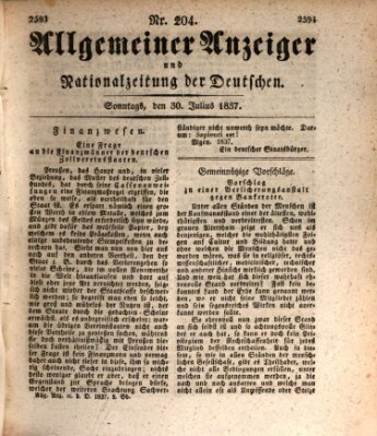 Allgemeiner Anzeiger und Nationalzeitung der Deutschen (Allgemeiner Anzeiger der Deutschen) Sonntag 30. Juli 1837