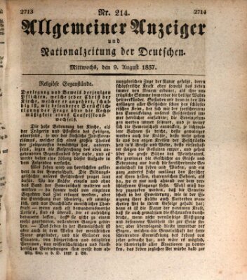 Allgemeiner Anzeiger und Nationalzeitung der Deutschen (Allgemeiner Anzeiger der Deutschen) Mittwoch 9. August 1837