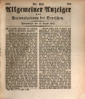 Allgemeiner Anzeiger und Nationalzeitung der Deutschen (Allgemeiner Anzeiger der Deutschen) Donnerstag 17. August 1837