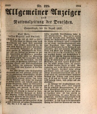 Allgemeiner Anzeiger und Nationalzeitung der Deutschen (Allgemeiner Anzeiger der Deutschen) Donnerstag 24. August 1837