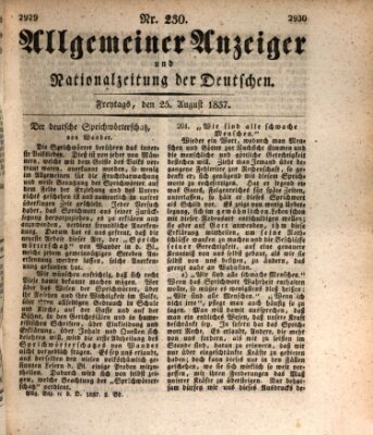 Allgemeiner Anzeiger und Nationalzeitung der Deutschen (Allgemeiner Anzeiger der Deutschen) Freitag 25. August 1837