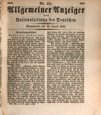 Allgemeiner Anzeiger und Nationalzeitung der Deutschen (Allgemeiner Anzeiger der Deutschen) Samstag 26. August 1837