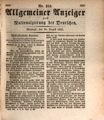 Allgemeiner Anzeiger und Nationalzeitung der Deutschen (Allgemeiner Anzeiger der Deutschen) Montag 28. August 1837