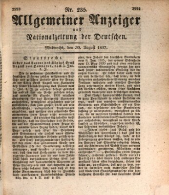 Allgemeiner Anzeiger und Nationalzeitung der Deutschen (Allgemeiner Anzeiger der Deutschen) Mittwoch 30. August 1837