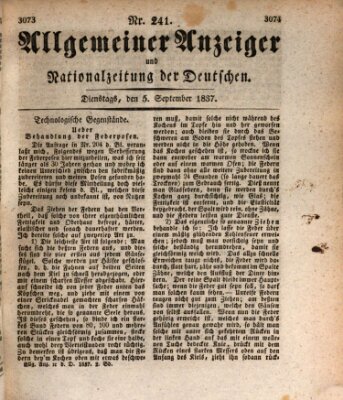 Allgemeiner Anzeiger und Nationalzeitung der Deutschen (Allgemeiner Anzeiger der Deutschen) Dienstag 5. September 1837