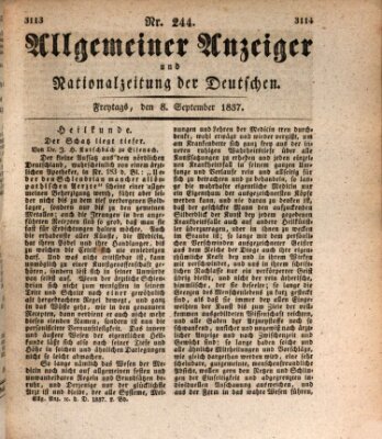 Allgemeiner Anzeiger und Nationalzeitung der Deutschen (Allgemeiner Anzeiger der Deutschen) Freitag 8. September 1837