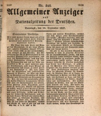 Allgemeiner Anzeiger und Nationalzeitung der Deutschen (Allgemeiner Anzeiger der Deutschen) Sonntag 10. September 1837