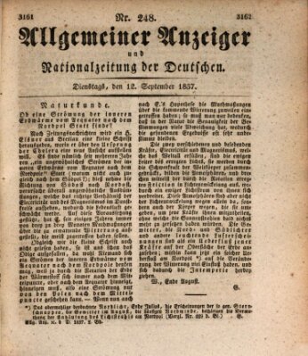 Allgemeiner Anzeiger und Nationalzeitung der Deutschen (Allgemeiner Anzeiger der Deutschen) Dienstag 12. September 1837