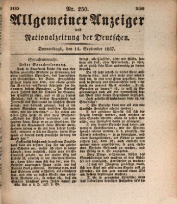 Allgemeiner Anzeiger und Nationalzeitung der Deutschen (Allgemeiner Anzeiger der Deutschen) Donnerstag 14. September 1837