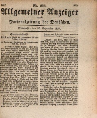 Allgemeiner Anzeiger und Nationalzeitung der Deutschen (Allgemeiner Anzeiger der Deutschen) Mittwoch 20. September 1837