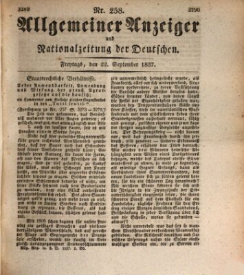 Allgemeiner Anzeiger und Nationalzeitung der Deutschen (Allgemeiner Anzeiger der Deutschen) Freitag 22. September 1837