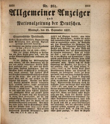 Allgemeiner Anzeiger und Nationalzeitung der Deutschen (Allgemeiner Anzeiger der Deutschen) Montag 25. September 1837